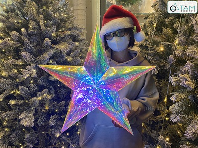 Ngôi sao đèn Led ánh sáng cầu vồng huyền ảo [Nhựa Supo - Phát sáng rực rỡ] ĐK60cm LDEN-NHUA-03